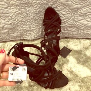 Zara black scrappy heels size 6/36